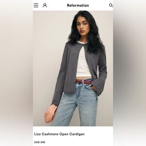 Reformation Liza Cashmere Open Cardigan Grey - Size S
